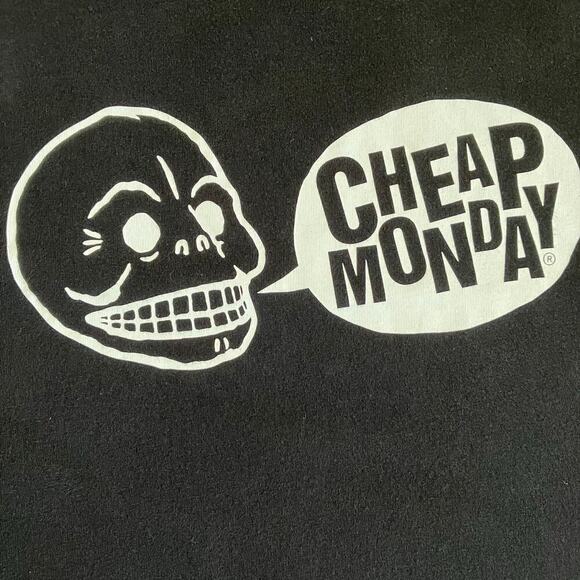 Cheap Monday Uni Tee Speech Logo Large Skull Black Short Sleeve Graphic Tee Sz M - Picture 5 of 16